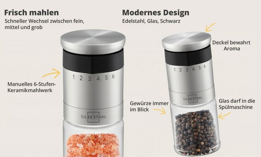 Silberthal Gewürzmühlen 4-er-Set – Produktdetails