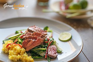 Teppanyaki-Steak. Gernekochen - Mit Wein genießen