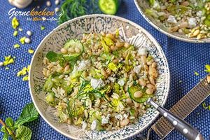 Kritharaki-Salat mit Vanil­le­boh­nen und Fe­ta