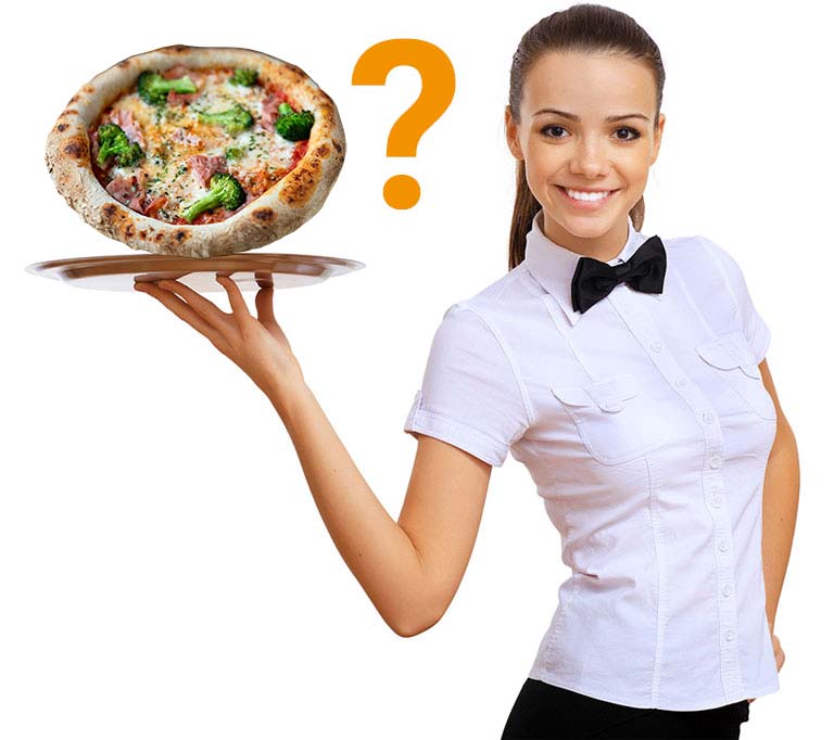 Gernekochen-Weinkellnerin mit Pizza cornicione