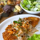 Kalbsschnitzel mit Pfifferling-Rahmsauce