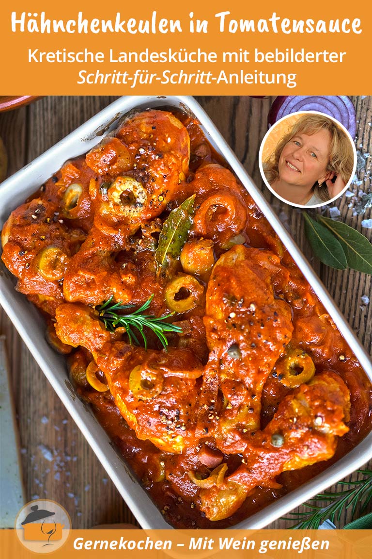 Hähnchenkeulen in Tomatensauce mit Oliven