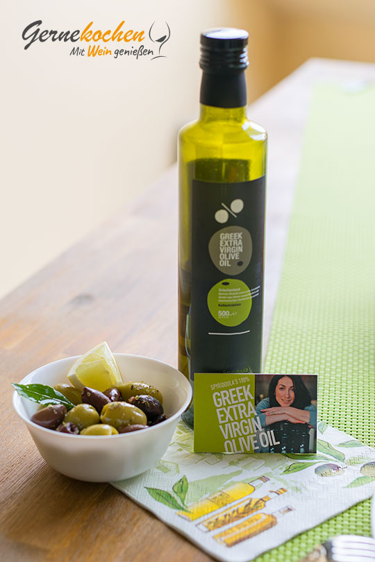 Gernekochen - Mit Wein genießen: Spyridoula's mild-aromatisches Olivenöl