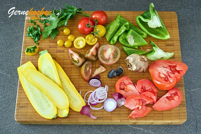 Halloumi vom Grill mit buntem Gemüse – Zubereitungsschritt 1