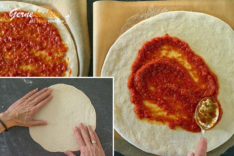 Pizza ai funghi porcini, Belag – Zubereitungsschritt 4.1