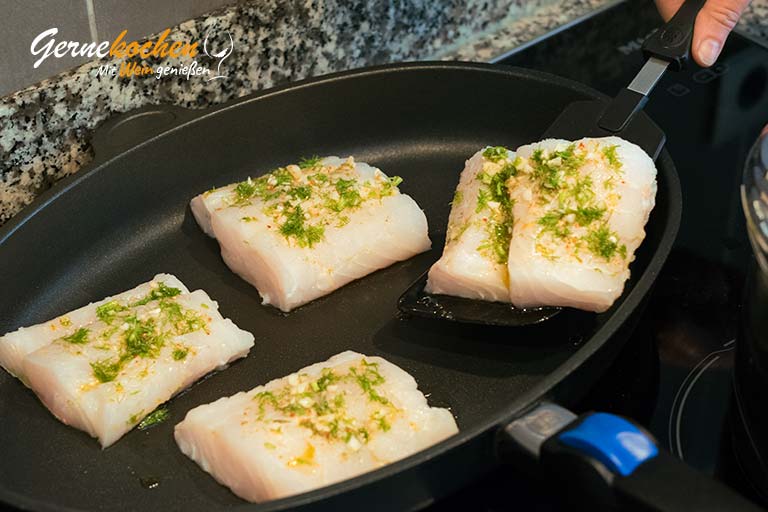 Gebratener Kabeljau in unserer AMT-Fischpfanne