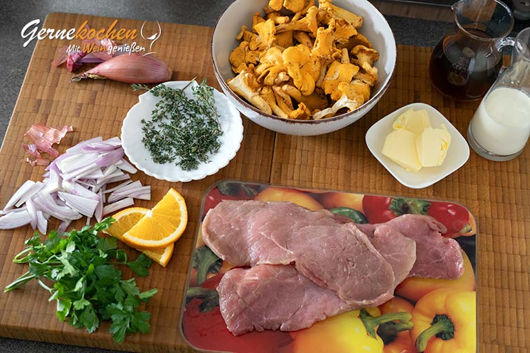 Kalbsschnitzel mit Pfifferling-Rahmsauce – Zubereitungsschritt 1
