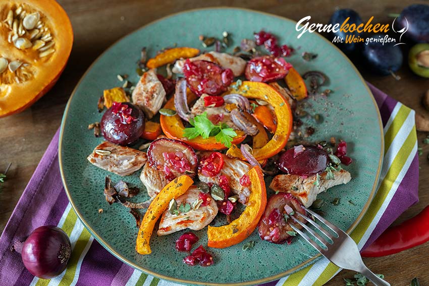 Putengeschnetzeltes mit Kürbis und Pflaumen – Zubereitungsschritt 8
