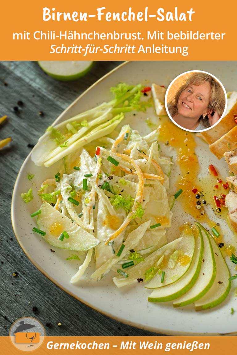 Birnen-Fenchel-Salat mit Chili-Hähnchenbrust